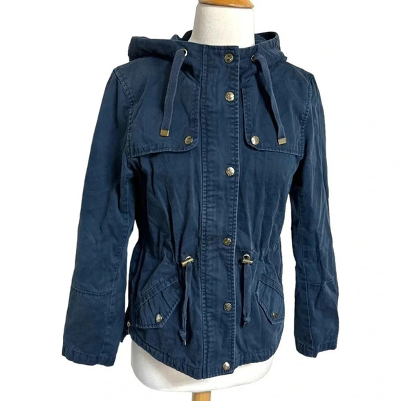 H+M 8 blue utility cargo jacket with‎ hood - Picture 2 of 7